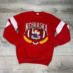 Jerzees Nebraska Cornhuskers Sweatshirt Mens Medium Red Vintage 90s NCAA